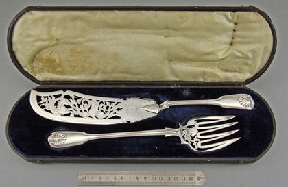 Victorian Silver Fish Servers - Sea Horses, John Stone, Exeter